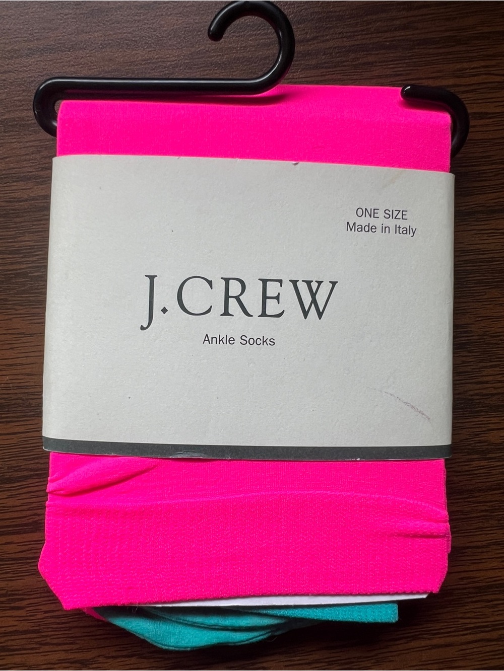 NWT-J.Crew Y2k Nylon Ankle Socks - 2 pair- Made in Italy - Pink and Blue